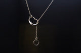 Heart Chain lariat necklace, Sterling silver, handmade jewelry, short Y necklace, gift for her