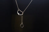 Sweetest day gift, Heart Chain lariat necklace, Sterling silver, handmade jewelry, short Y necklace
