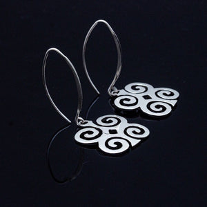 Mothers Day Gift, Rams horn earrings, Dwennimmen sterling silver dangle, adinkra jewelry represents Inner strength and humility