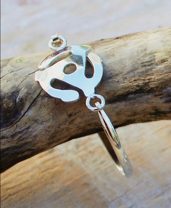 Mothers Day Gift, 45 rpm adapter Bracelet  handmade Sterling silver great music retro gift