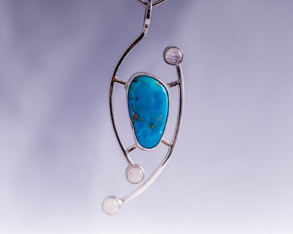 Gift for healing and new beginnings,  Turquoise necklace with moonstone, December birthstone gift