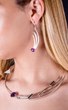 Mothers Day Gift, Silver amethyst modern elegant dangle earrings