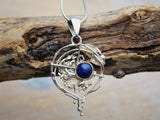 Unique Silver Lapis pendant handmade meaningful jewelry art by Chester Allen gift for people going thru transition