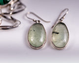 Light Green drop Earring, Sterling silver dangle earring with oval prehnite cabochon gemstone Moi Magazine