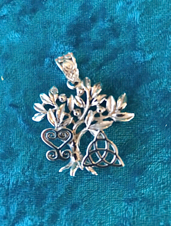 Mothers Day Gift, tree of life necklace, African and Celtic symbols in unique silver pendant,heart sankofa, triqueta