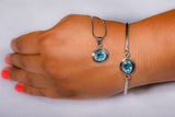 Statement ring, Blue topaz, Jewel of Love, Thick Silver band, East west oval stone, engagement ring, December birthstone