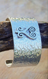 Thick silver cuff bracelet, Statement Sankofa heart  symbol, handmade jewelry