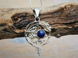 Unique Silver Lapis pendant handmade meaningful jewelry art by Chester Allen gift for people going thru transition