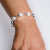 Pearl bracelet, sterling silver, natural, fresh water pearl link bracelet, pearl girl jewelry, wedding ensemble, chucks and pearls