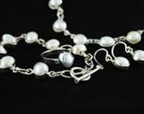 Pearl bracelet, sterling silver, natural, fresh water pearl link bracelet, pearl girl jewelry, wedding ensemble, chucks and pearls