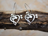 Music note pendant, Bass and treble clef Heart, Music Lover necklace, Sterling silver, Premium quality, handmade Pendant Gift