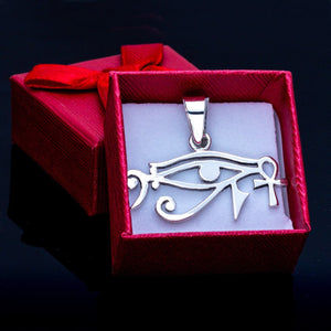 ankh Pendant,  unique music necklace, Egyptian symbols, bass clef gift,  eye of Ra, eye of horus, Goth gift, kemetic jewelry, thesilverman