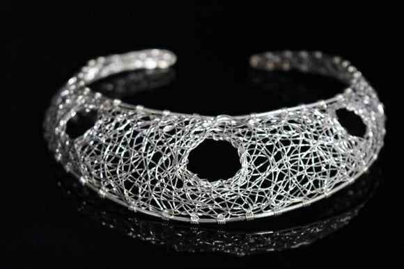 Silver Choker collar Necklace Meaning inside complex and beautiful Chester Allen storm within jewelry art hand woven unique gift for her