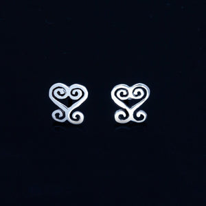 Heart earring, , Ghanaian Adinkra symbol jewelry, dainty, cute, sweet 16, gift for her, ancestor love