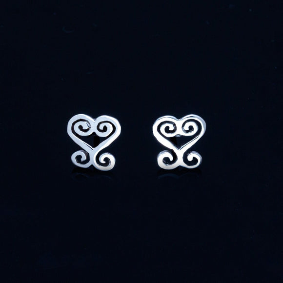 Heart earring, , Ghanaian Adinkra symbol jewelry, dainty, cute, sweet 16, gift for her, ancestor love