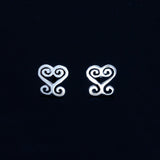 sankofa heart earrings, Valentines gift for her, sterling silver, stud earrings, adinkra jewelry, dainty heart earrings, ancestor love