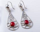 Red Coral and Mother of Pearl pendant set in sterling silver, modesty, wisdom, happiness, gift for mom