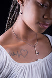 Mothers Day Gift, Silver and pearl jewelry set earrings necklace with black pearls
