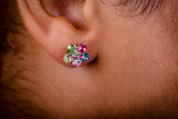 Mothers Day Gift, sparkly earrings, cute earring,bling jewelry, festive gift for her, multi color crystal stud earrings