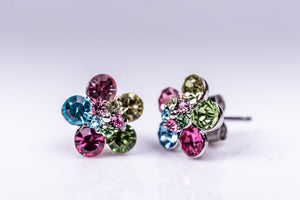 Mothers Day Gift, sparkly earrings, cute earring,bling jewelry, festive gift for her, multi color crystal stud earrings