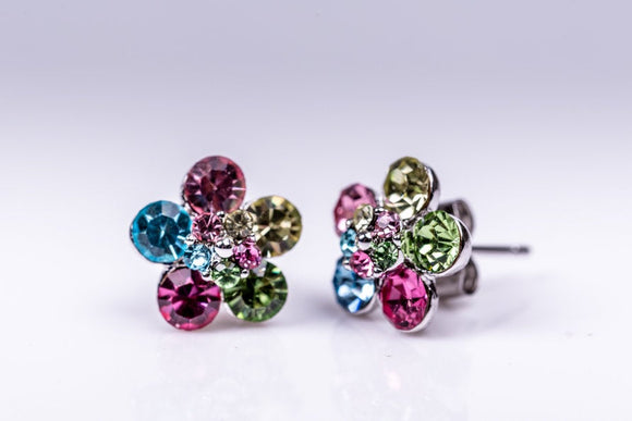 Mothers Day Gift, sparkly earrings, cute earring,bling jewelry, festive gift for her, multi color crystal stud earrings