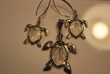 Mothers Day Gift, Turtle Jewelry set Necklace and earrings silver turtle great for two tone silver & Gold