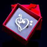 Tie tack lapel pin music treble clef Sterling silver unisex handmade artist signed cufflinks available