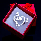 Music note pin, pendant, Bass and treble clef Heart, Music Lover necklace, Sterling silver, Premium quality, handmade Pendant Gift