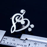 Music note pin, pendant, Bass and treble clef Heart, Music Lover necklace, Sterling silver, Premium quality, handmade Pendant Gift