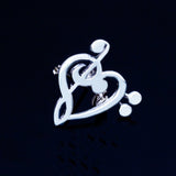 Music note pin, pendant, Bass and treble clef Heart, Music Lover necklace, Sterling silver, Premium quality, handmade Pendant Gift