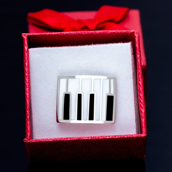 Music Gift, unique piano pin, recycled jewelry, piano keys, New Orleans. Jazz, music inspired, Chester Allen original jewelry art