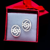 Music earrings, Silver stud earring, handmade, jewelry for rebirth, renewal, art series ,Universal groove, and the beat goes on,