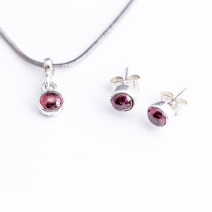Garnet necklace and earrings set, Birthday gift for her, talisman energy, protect, good luck, January birthstone