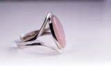 Rose quartz cuff bracelet, sterling silver, statement jewelry gift for her