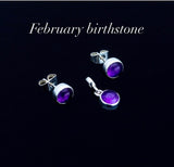 Amethyst stud earrings, minimalist earrings, silver stud earrings, February birthstone, dainty purple earrings
