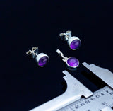 Amethyst charm and earrings set, Purple studs for flower girl,  gift for her, talisman grounding, February birthstone, crown chakra