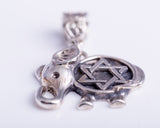 Silver Necklace, Elephant pendant, Star of David,  Jewish pendant, Gift for Hanukkah, purim
