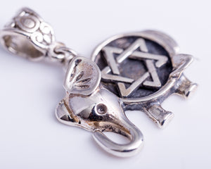 Silver Necklace, Elephant pendant, Star of David,  Jewish pendant, Gift for Hanukkah, purim