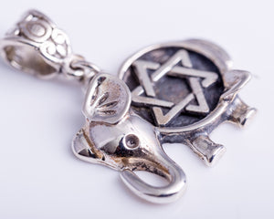 Unique Silver Necklace, Elephant pendant, Star of David,  Jewish pendant, Gift for Hanukkah, purim