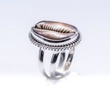 Cowrie shell ring, sterling silver, sign of wealth, prosperity, and fertility, statement ring for man or women, cowry jewelry  a great gift