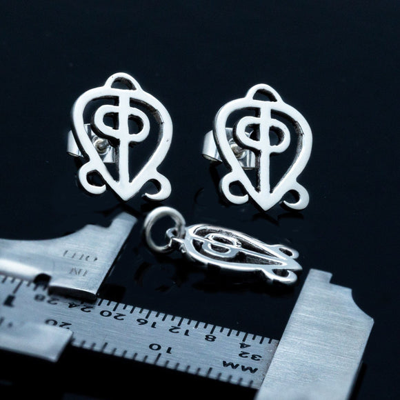 Gift for long distance relationship, Jewelry for eternal love, Adinkra symbol earring and charm,