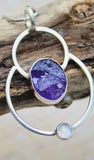 Mothers Day Gift, Silver amethyst modern elegant dangle earrings