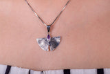 Ginkgo leaf earrings, Sterling silver  amethyst jewelry, Gift for her