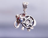 Unique Silver Necklace, Elephant pendant, Star of David,  Jewish pendant, Gift for Hanukkah, purim