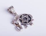 Silver Necklace, Elephant pendant, Star of David,  Jewish pendant, Gift for Hanukkah, purim