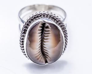 Cowrie shell ring, sterling silver, sign of wealth, prosperity, and fertility, statement ring for man or women, cowry jewelry  a great gift
