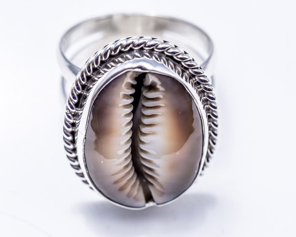 Cowrie shell ring, sterling silver, sign of wealth, prosperity, and fertility, statement ring for man or women, cowry jewelry  a great gift