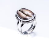 Cowrie shell ring, sterling silver, sign of wealth, prosperity, and fertility, statement ring for man or women, cowry jewelry  a great gift