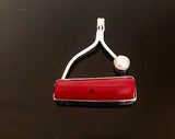 Red Coral Drop earrings, sterling silver, gift for her