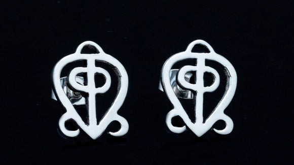 Love stud earring, Adinkra earrings for infinite love, jewelry for relationships, anniversary gift, couples gift ideas, Odo Nnyew Fie Kwan
